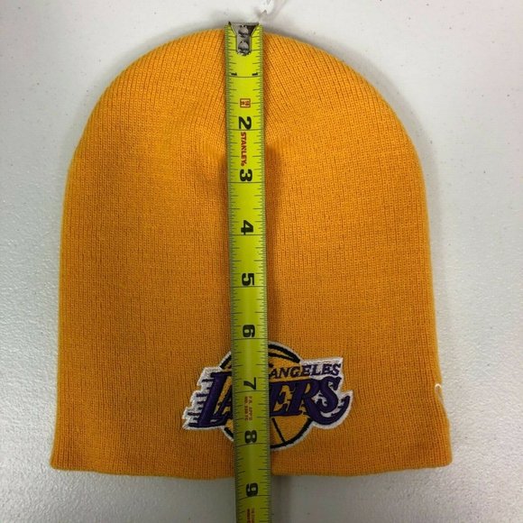 Vintage New Era Los Angeles Lakers Logo Embroidered NBA Beanie Knit Hat LA Cap - Picture 11 of 11